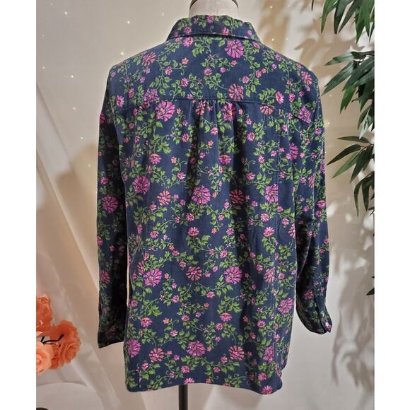 Vtg Basic Editions 90s Y2K Fine Wale Corduroy Floral Pearl Snap Shirt Jacket 1X - Picture 3 of 11